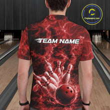 Load image into Gallery viewer, Custom Red Fire Flame Bowling Men Polo Tournament Shirt, Team Bowling Jerseys IPHW11103
