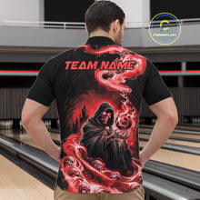 Load image into Gallery viewer, Black And Red Grim Reaper Custom Halloween Bowling Team Shirts For Men, Bowling Gifts IPHW7614