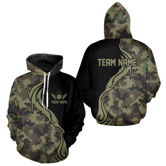 Military Green Camo Custom Army Bowling Team Shirts, Bowling League Shirts For Men And Women IPHW5515