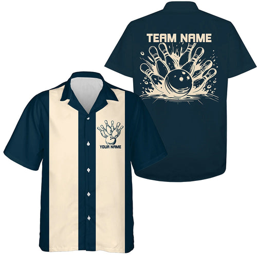 Custom Green Striking Bowling Hawaiian Shirts For Men And Women, Classic Vintage Bowling Shirts IPHW8282