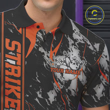 Load image into Gallery viewer, Custom Orange And Gray Camo Strike Bowling Polo Team Shirts For Men, Strike Bowling Jersey IPHW9244