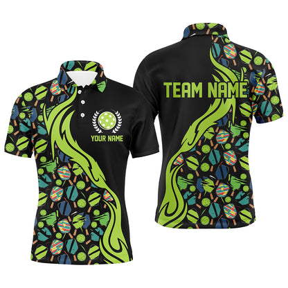Custom Pickleball Balls And Paddles Pattern Pickleball Polo Shirts For Men, Pickleball Apparel IPHW6725