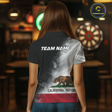 Load image into Gallery viewer, Custom Smoke Flame California Flag Patriotic Darts Shirt For Women, Dart League Team Jerseys IPHW10634