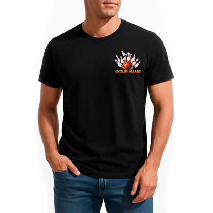 Personalized Flame Dragon Bowling T-Shirts For Men, Fire Bowling Ball Design IPHW9064