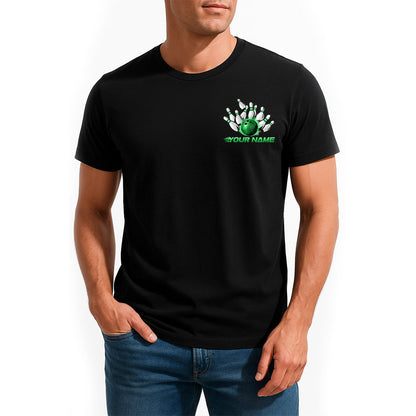 Custom Flame Dragon Bowling T-Shirts For Men, Green Fire Bowling Ball Shirt IPHW9068