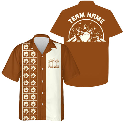 Custom Retro Style Bowling Button Up Shirt, Vintage Bowling Hawaiian Team Shirt IPHW10080