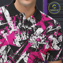 Load image into Gallery viewer, Custom Graffity Pink Camo Bowling Team Men Polo Shirts, Camouflage Bowling Jerseys IPHW10214