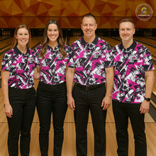 Load image into Gallery viewer, Custom Graffity Pink Camo Bowling Team Men Polo Shirts, Camouflage Bowling Jerseys IPHW10214
