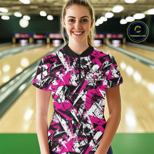 Load image into Gallery viewer, Custom Graffity Pink Camo Bowling Team Women Shirts, Camouflage Bowling Jerseys IPHW10214