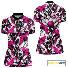 Load image into Gallery viewer, Custom Graffity Pink Camo Bowling Team Women Shirts, Camouflage Bowling Jerseys IPHW10214