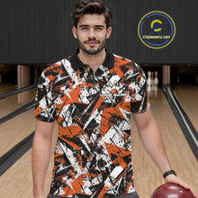 Load image into Gallery viewer, Custom Graffity Orange Camo Bowling Team Men Polo Shirts, Camouflage Bowling Jerseys IPHW10216