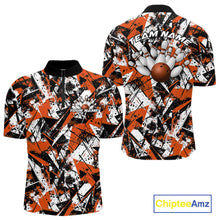 Load image into Gallery viewer, Custom Graffity Orange Camo Bowling Team Men Quarter-Zip Shirts, Camouflage Bowling Jerseys IPHW10216