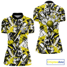 Load image into Gallery viewer, Custom Graffity Yellow Camo Bowling Team Women Shirts, Camouflage Bowling Jerseys IPHW10217