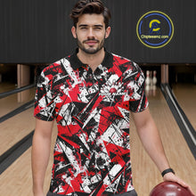 Load image into Gallery viewer, Custom Graffity Red Camo Bowling Team Men Polo Shirts, Camouflage Bowling Jerseys IPHW10218