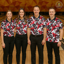 Load image into Gallery viewer, Custom Graffity Red Camo Bowling Team Men Polo Shirts, Camouflage Bowling Jerseys IPHW10218