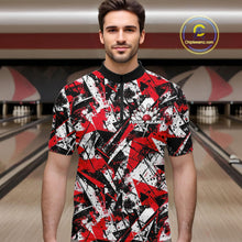 Load image into Gallery viewer, Custom Graffity Red Camo Bowling Team Men Quarter-Zip Shirts, Camouflage Bowling Jerseys IPHW10218