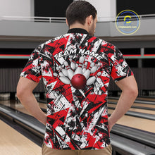 Load image into Gallery viewer, Custom Graffity Red Camo Bowling Team Men Quarter-Zip Shirts, Camouflage Bowling Jerseys IPHW10218