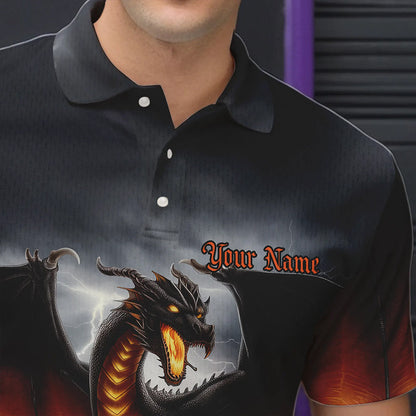 Custom Thunder Lightning Dragon Bowling Polo Shirts For Men,Dragon Bowling Team Shirt IPHW8300