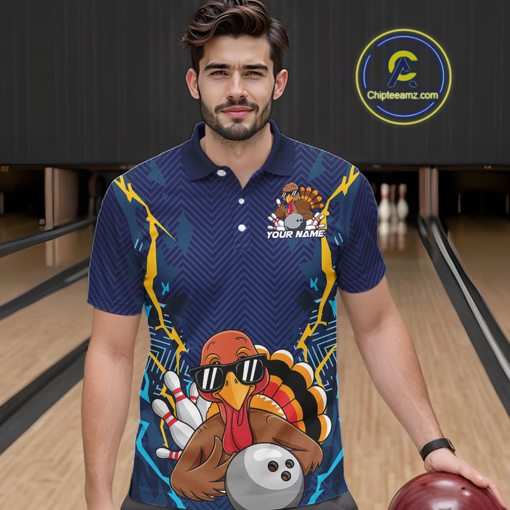 Custom Funny Turkey Bowling Team Shirts For Men, Thanksgiving Bowling Uniform Bowler Outfit IPHW7872