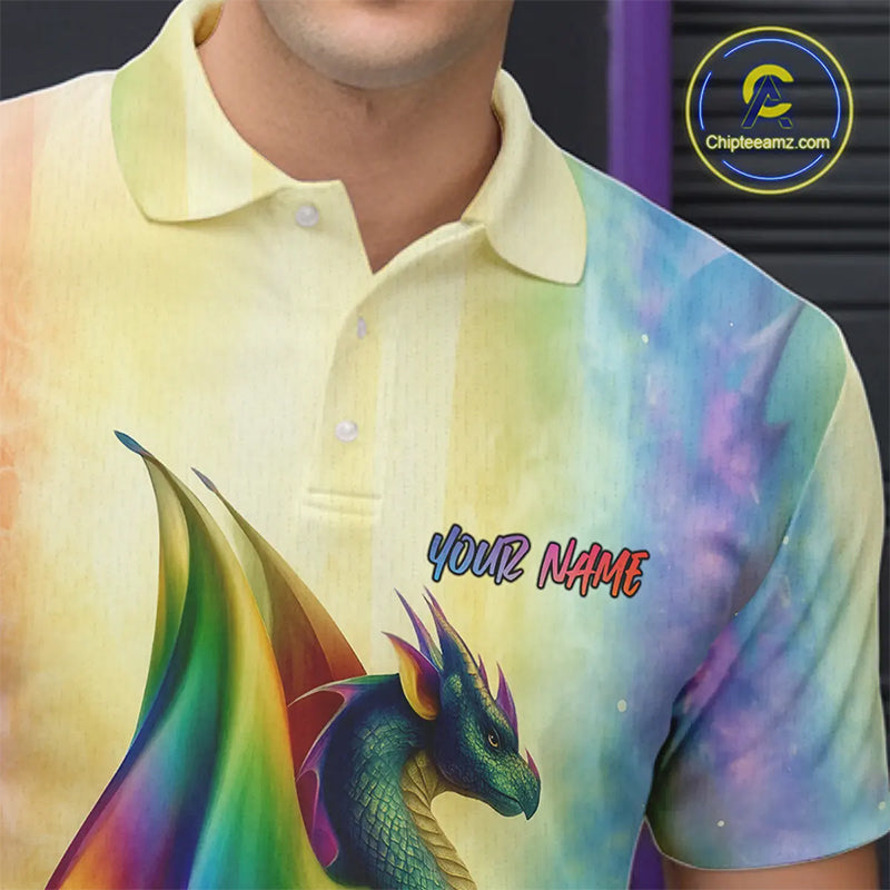 Custom Colorful Rainbow Colors Dragon Bowling Team Shirts, Dragon Bowling League Shirt IPHW10233