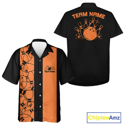 Custom Bowling Pin Pattern Vintage Bowling Team Shirt, 50S Retro Bowlers Outfit IPHW10087