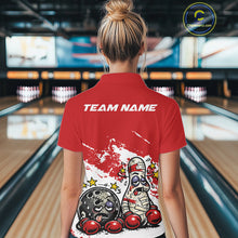 Load image into Gallery viewer, Custom Funny Boxing Bowling Women Polo Shirt, Red Grunge Bowling Team Tournament Jersey IPHW11220