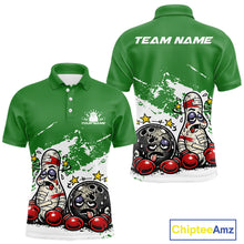 Load image into Gallery viewer, Custom Funny Boxing Bowling Men Polo Shirt, Green Grunge Bowling Team Tournament Jersey IPHW11225