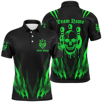 Custom Bowling Shirts For Men And Women, Multi-Color Bowling Pin Skull Team Shirts Tournament Jerseys IPHW6585