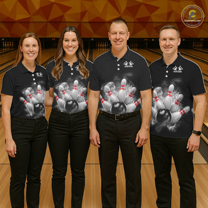 Custom Smoke Bowling Shirts For Men, Bowling Uniform Team Bowling Jerseys IPHW7373