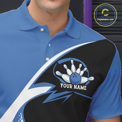 Custom Bowling Uniforms Blue Bowling Shirts For Men, Classic Retro Bowling Team Shirt IPHW7396
