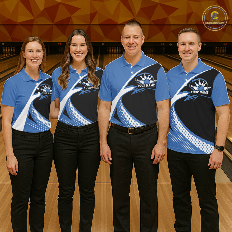 Custom Bowling Uniforms Blue Bowling Shirts For Men, Classic Retro Bowling Team Shirt IPHW7396