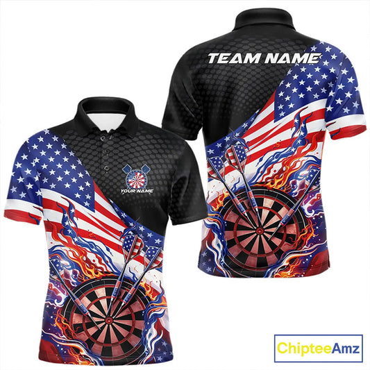 Custom Patriotic Dart Multi Styles Shirts For Men, Women And Kids, US Flag Flame Dartboard Dart Team Jerseys IPHW10407