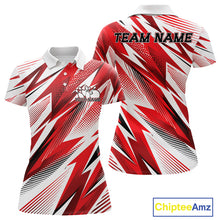 Load image into Gallery viewer, Red, white, and black sports jersey with 'Team Name' and 'Your Name' text placeholders, Chiptee Amz logo.