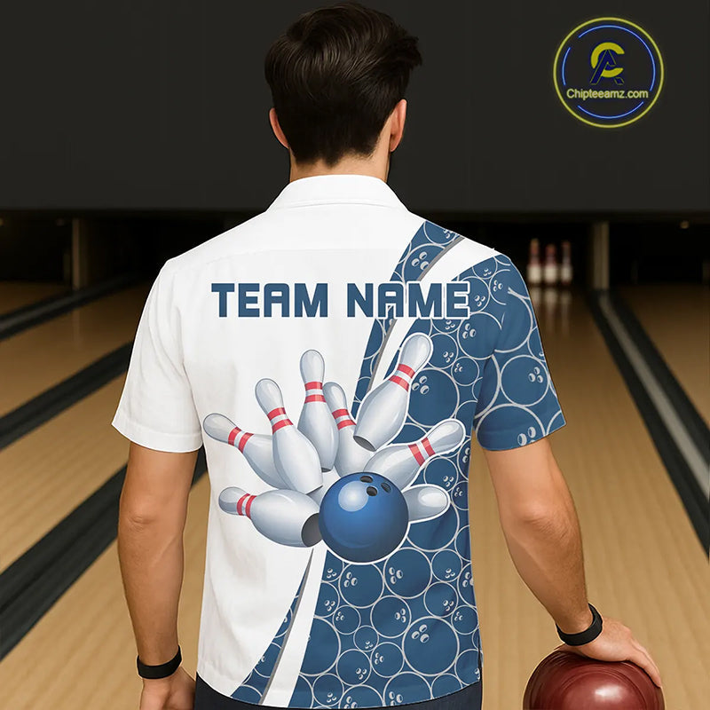 Black And Navy Blue Custom Retro Bowling Shirts For Men And Women, Classic Vintage Bowling Team Shirt IPHW7413