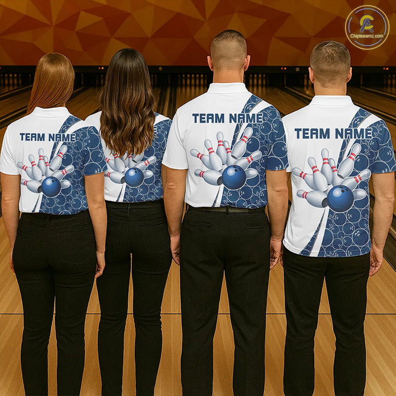 Black And Navy Blue Custom Retro Bowling Shirts For Men, Classic Vintage Bowling Team Shirt IPHW7413
