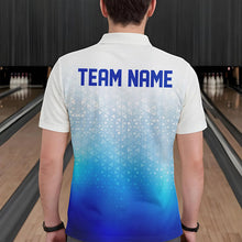 Load image into Gallery viewer, Custom Blue Bowling Team Polo Shirts For Men, Bowling Tournament Bowling League Shirt IPHW8537