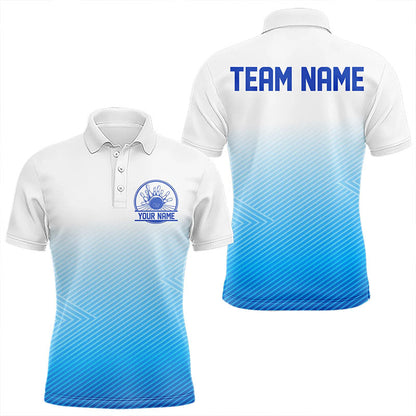 Custom Blue Bowling Team Polo Shirts For Men, Bowling Tournament Bowling League Shirt IPHW8538