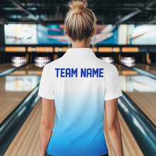 Load image into Gallery viewer, Custom Blue Bowling Team Womens Quarter-Zip Shirts, Bowling Tournament Bowling League Shirt IPHW8538