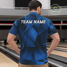 Load image into Gallery viewer, Man wearing a blue bowling shirt with 'TEAM NAME' on the back in a bowling alley.