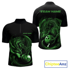 Load image into Gallery viewer, Custom Black And Green Dragon Bowling Shirts, Bowling League Shirt Dragon Men Jersey IPHW10705