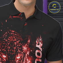 Load image into Gallery viewer, Custom Red Flaming Leopard Bowling Shirts For Men, Fire Bowling Team Shirt Bowler Uniform IPHW10712