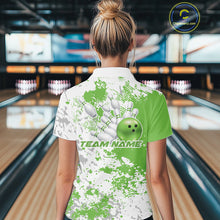 Load image into Gallery viewer, Custom Green Splatter Bowling Women Quarter-Zip Shirt, Bowling League Shirt Jerseys IPHW11262