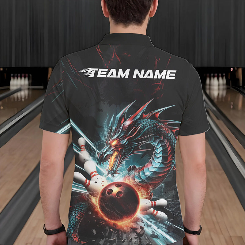Custom Dragon Bowling Team Polo Shirts For Men, Dragon Bowling League Shirt Bowlers Outfit IPHW8559