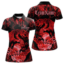 Load image into Gallery viewer, Custom Red Fire Flame Viking Dragon Bowling Women Polo Team Shirts, Celtic Bowling Shirts IPHW8873