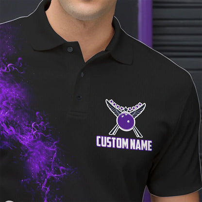 Custom Purple Strike Bowling Polo Shirts For Men Bowling Team Jerseys Bowling League Shirts IPHW8879
