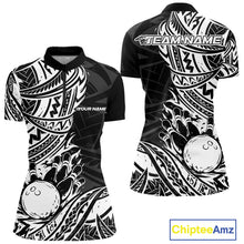 Load image into Gallery viewer, Custom Black And White Maori Style Koru Spiral Tribal Women Bowling Quarter-Zip Shirt IPHW10955