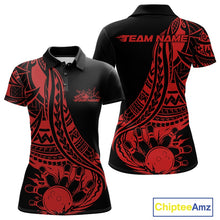 Load image into Gallery viewer, Custom Black And Red Maori Style Koru Spiral Tribal Women Bowling Polo Team Shirt IPHW10961