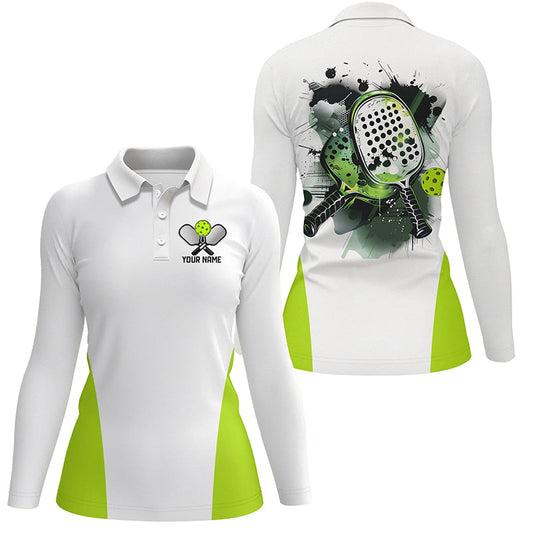 Custom Watercolor Pickleball Polo Shirts, women's Pickleball Outfits | Green IPHW6932