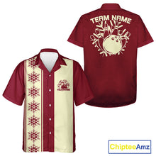 Load image into Gallery viewer, Custom Retro 50S Christmas Bowling Button Up Shirts, Vintage Xmas Bowling Shirt IPHW10105