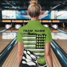 Load image into Gallery viewer, Custom Saint Patricks Bowling Womens Quarter-Zip Shirt, Shamrock Flag US Bowling Team Shirt IPHW8576